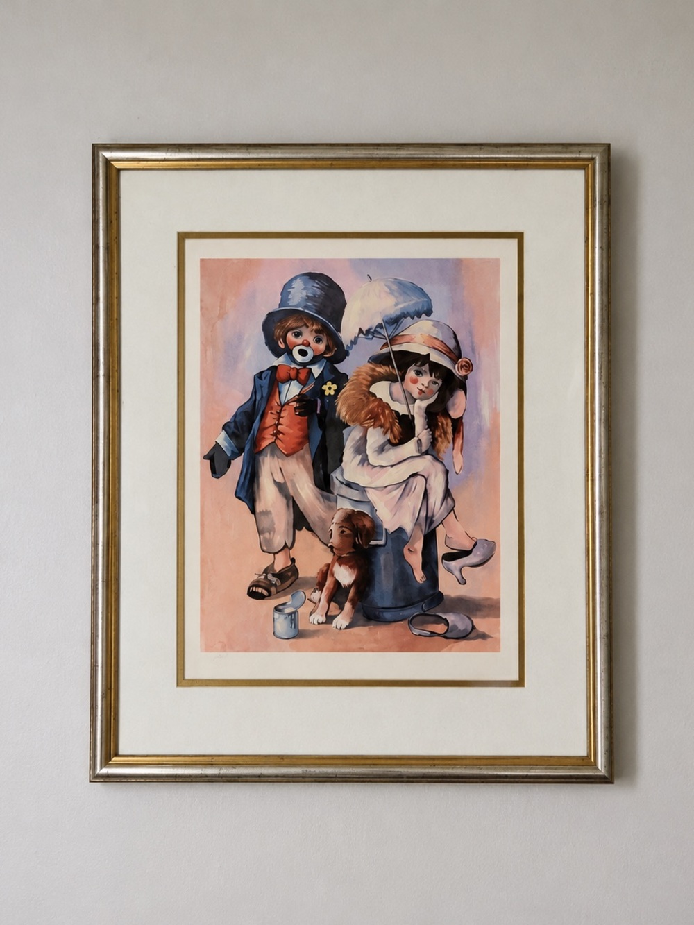Berry Leighton Jones Signed Numbered Print Framed 24” Clown Children Art